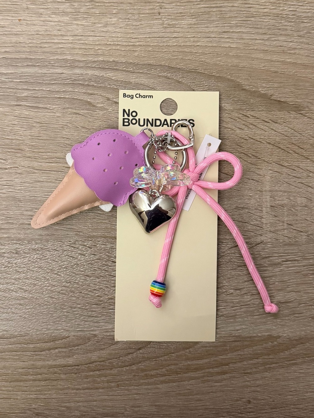 Boundaries 4-in-1 Removable Bag Charm & Keychain NWT